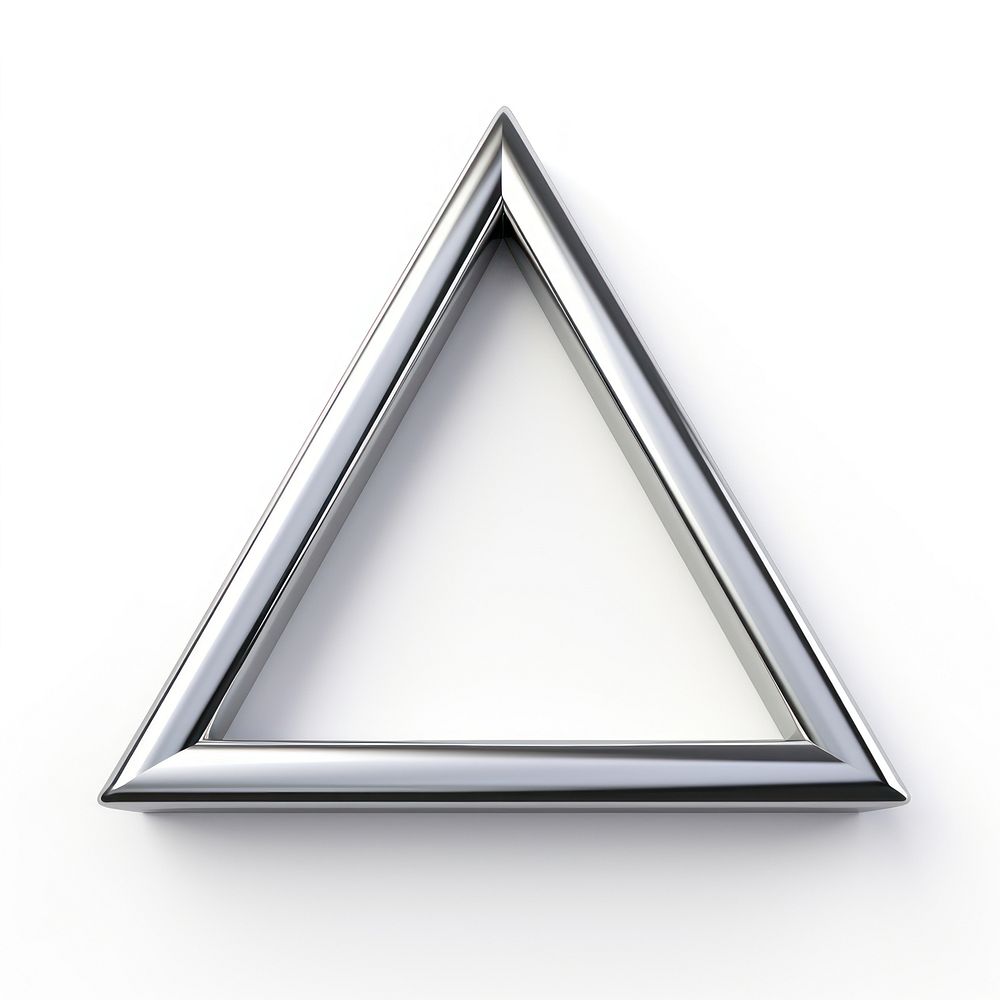 A triangle symbol shape metal white background. AI generated Image by rawpixel.