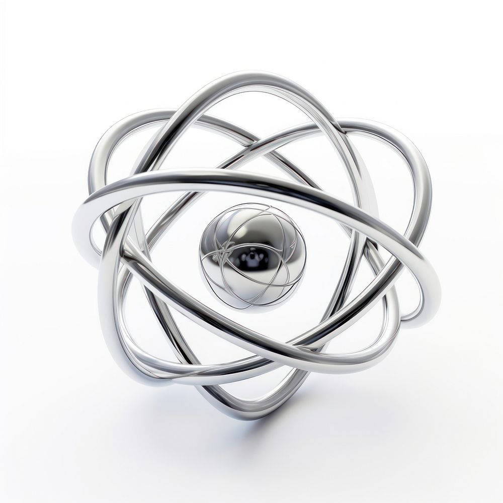 An atom symbol silver jewelry metal. AI generated Image by rawpixel.