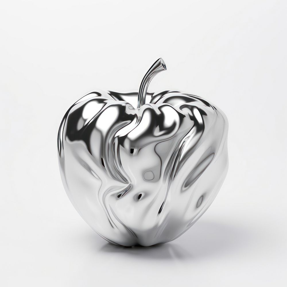 An apple silver metal food. AI generated Image by rawpixel.