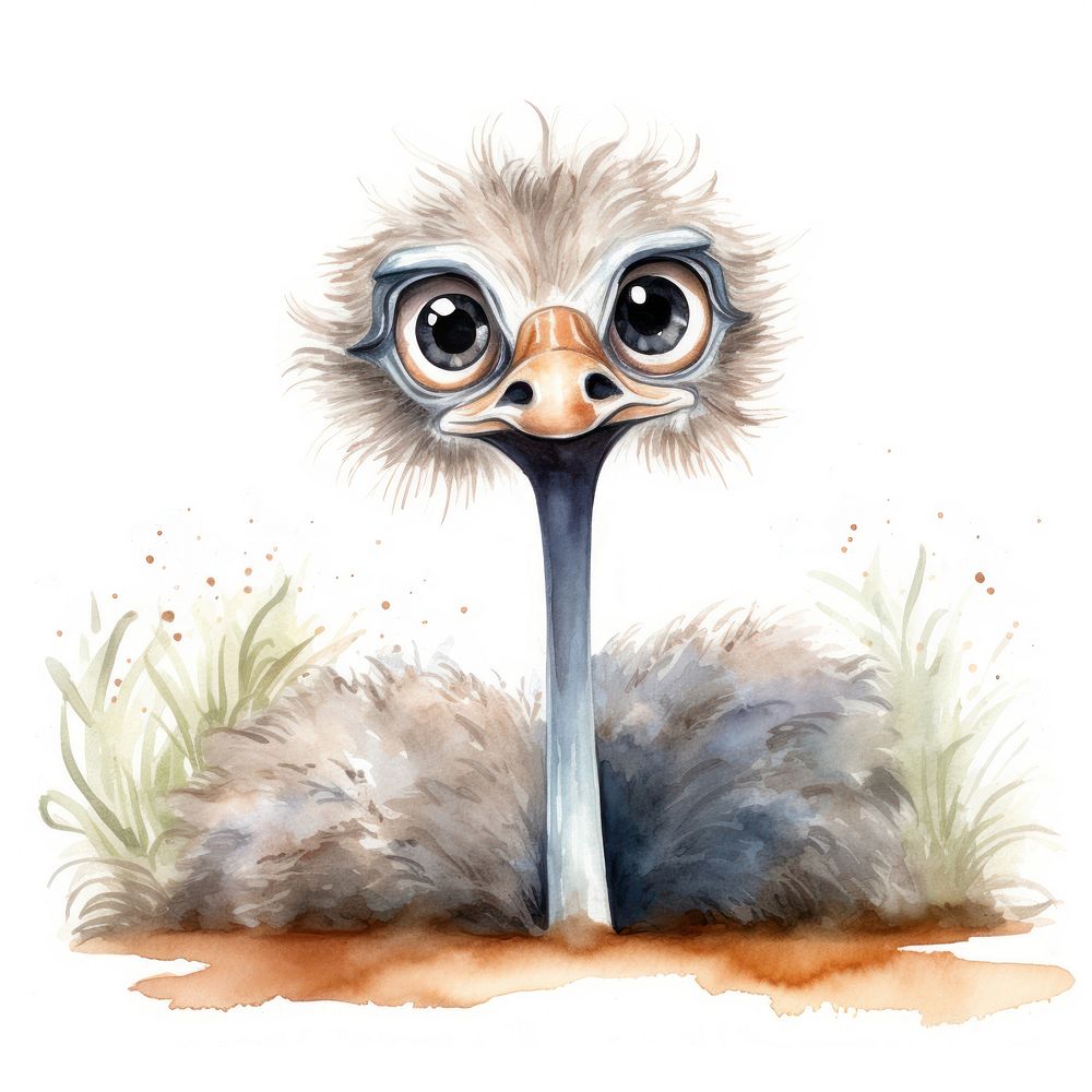 Peeking Ostrich ostrich animal bird. AI generated Image by rawpixel.