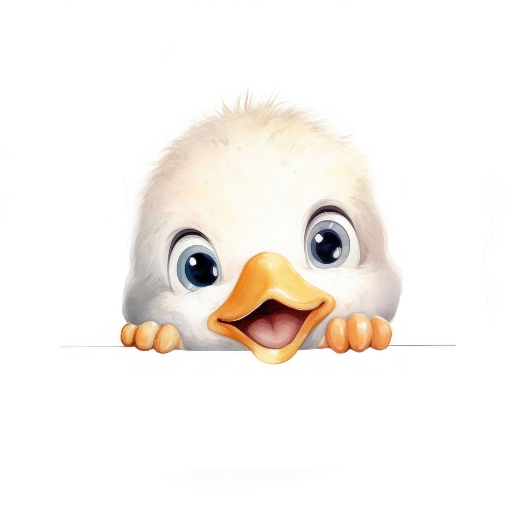 Peeking cute white Duck portrait animal nature. AI generated Image by rawpixel.