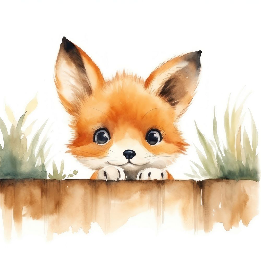 Peeking Fox fox mammal animal. AI generated Image by rawpixel.