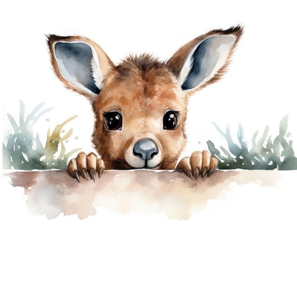 Peeking Kangaroo kangaroo wildlife mammal. AI generated Image by rawpixel.