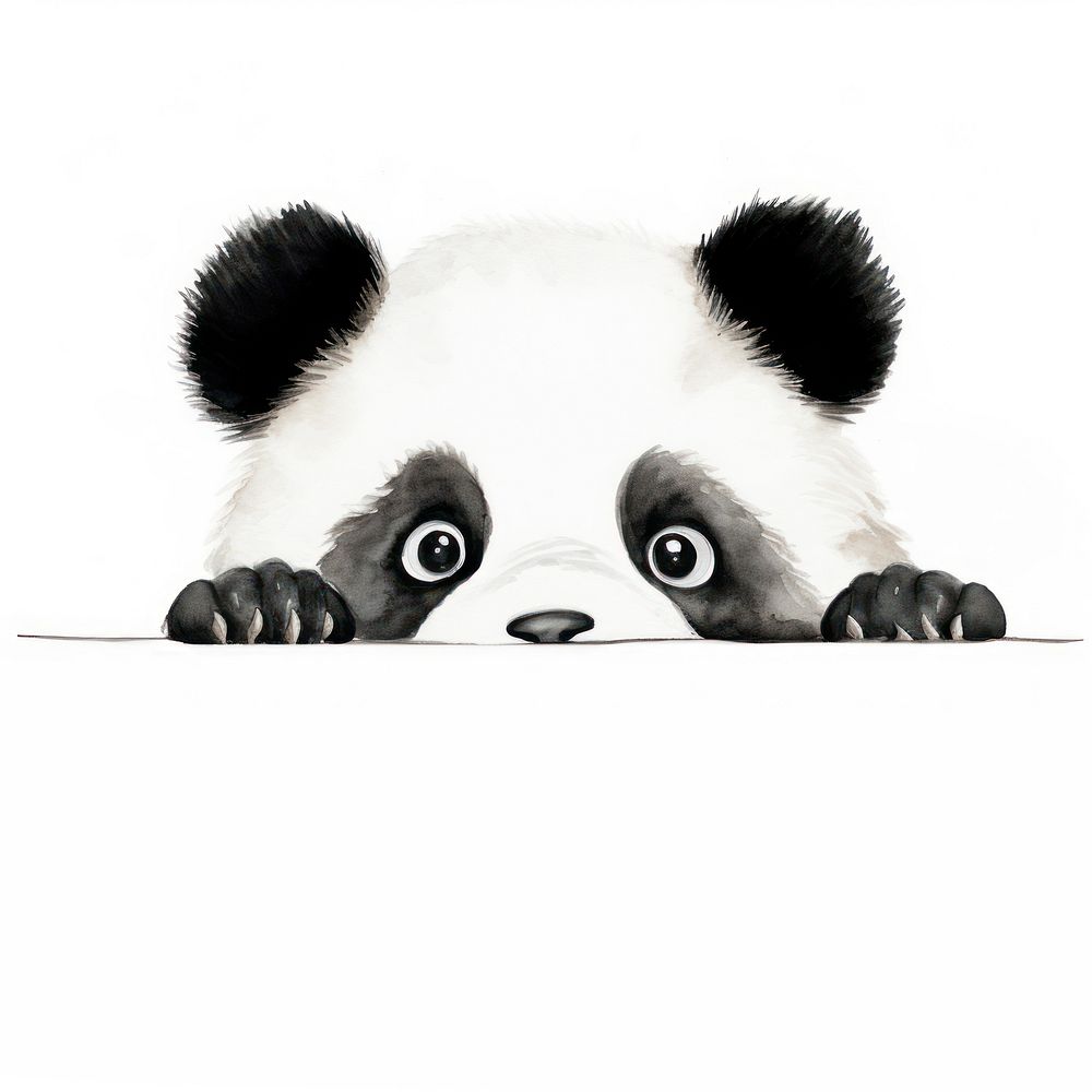 Peeking Panda showing emotion agitated wildlife animal mammal. AI generated Image by rawpixel.