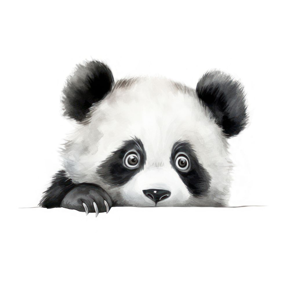 Peeking Panda showing emotion agitated wildlife animal mammal. AI generated Image by rawpixel.