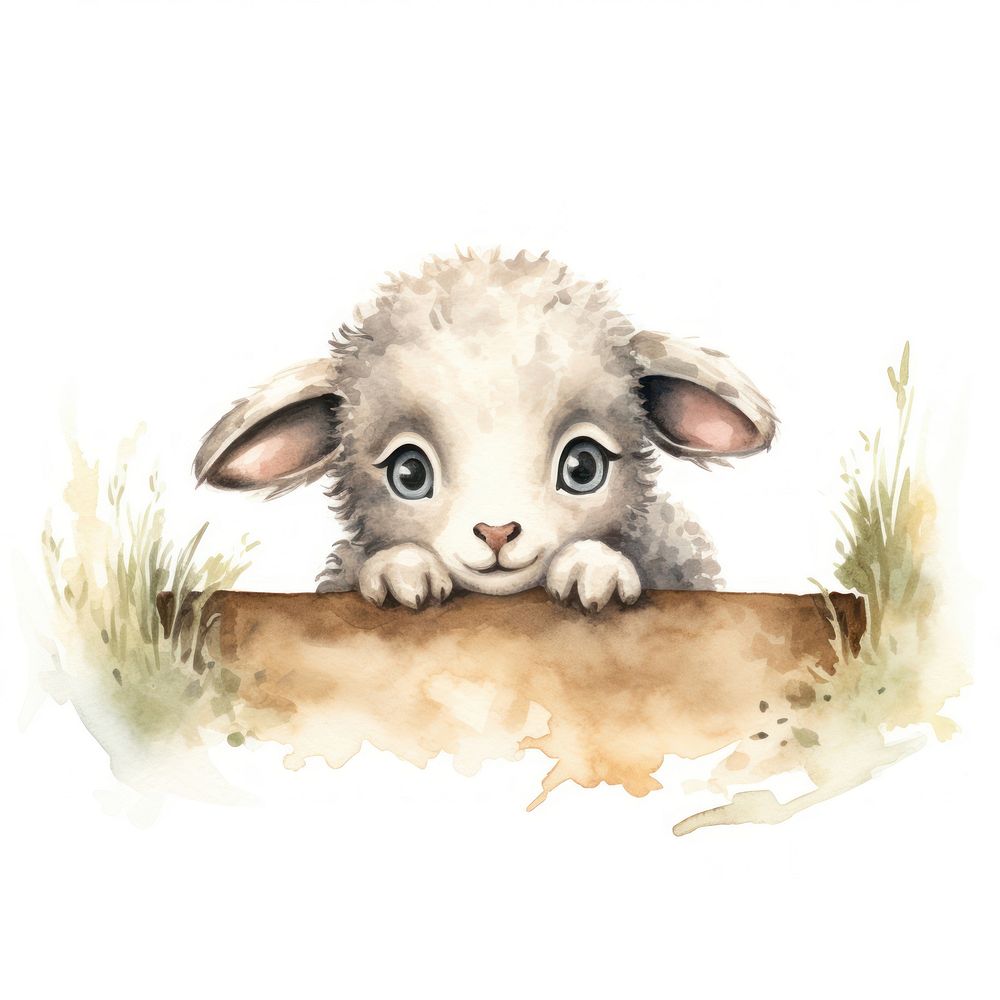 Peeking Sheep mammal animal cute. AI generated Image by rawpixel.