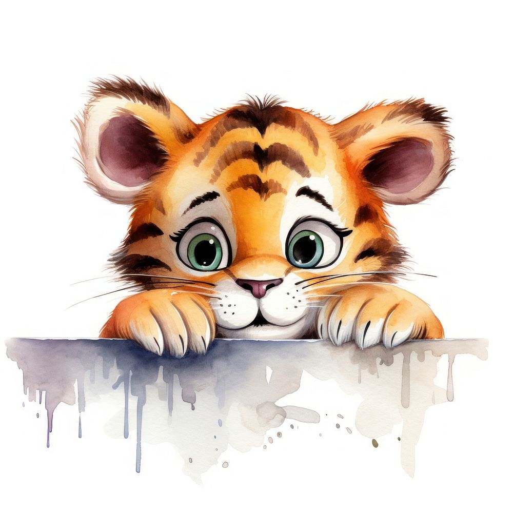 Peeking Tiger showing emotion agitated tiger mammal animal. AI generated Image by rawpixel.