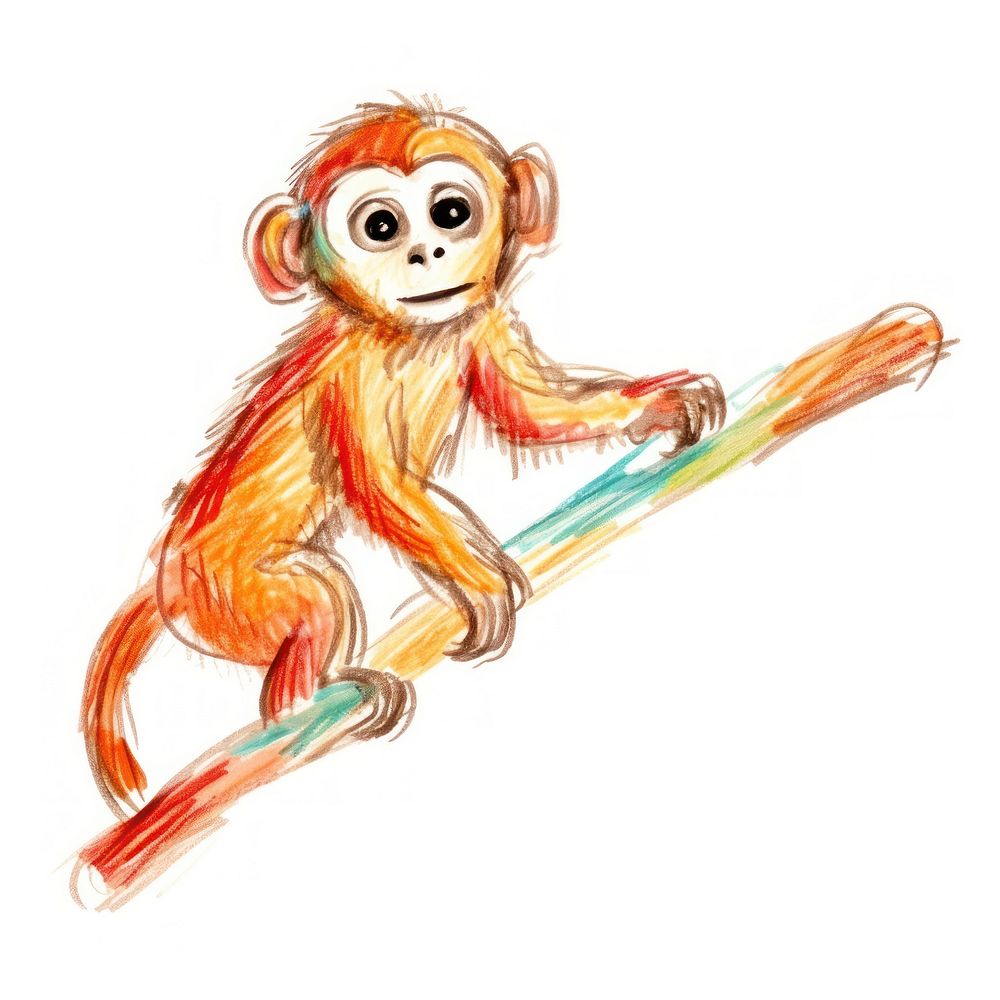 Baby monkey drawing mammal animal. AI generated Image by rawpixel.