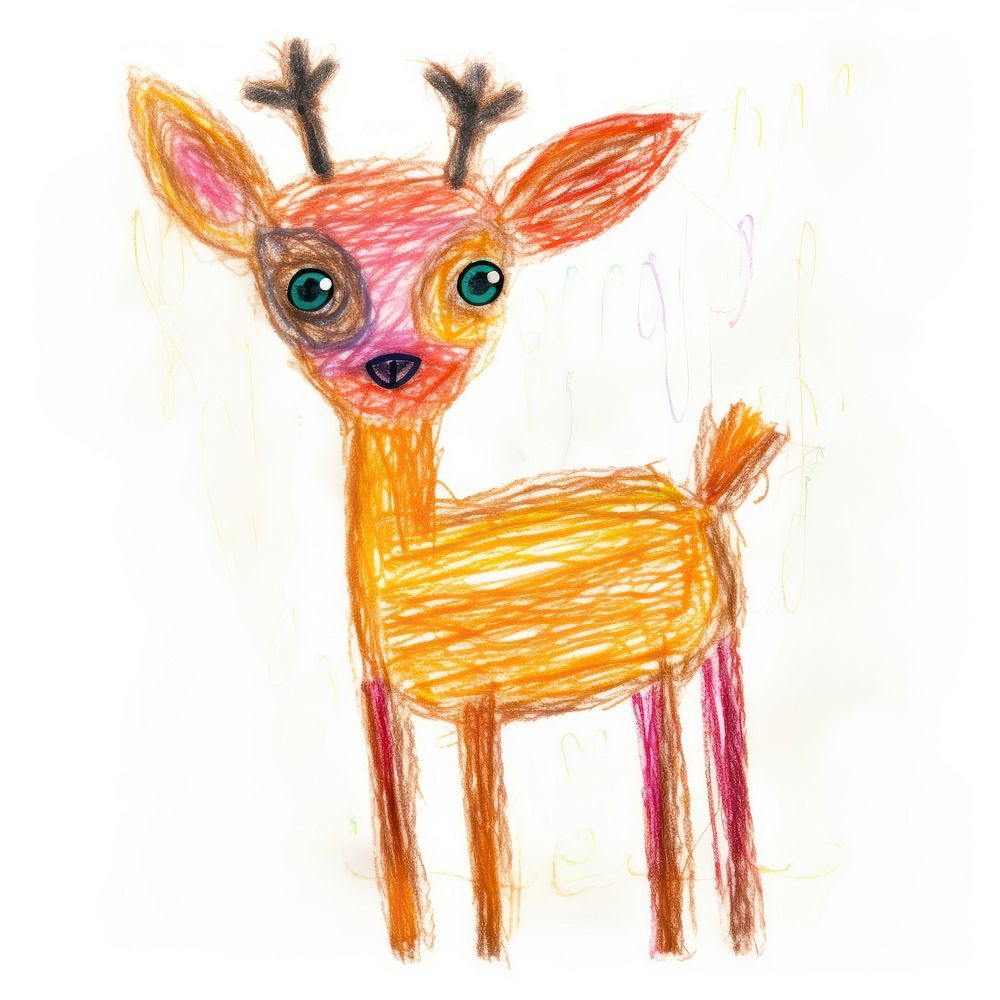 Baby deer drawing animal mammal. AI generated Image by rawpixel.