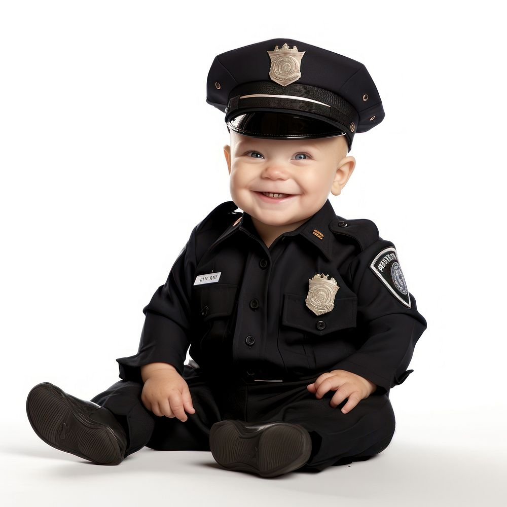 Baby boy officer child white background. AI generated Image by rawpixel.