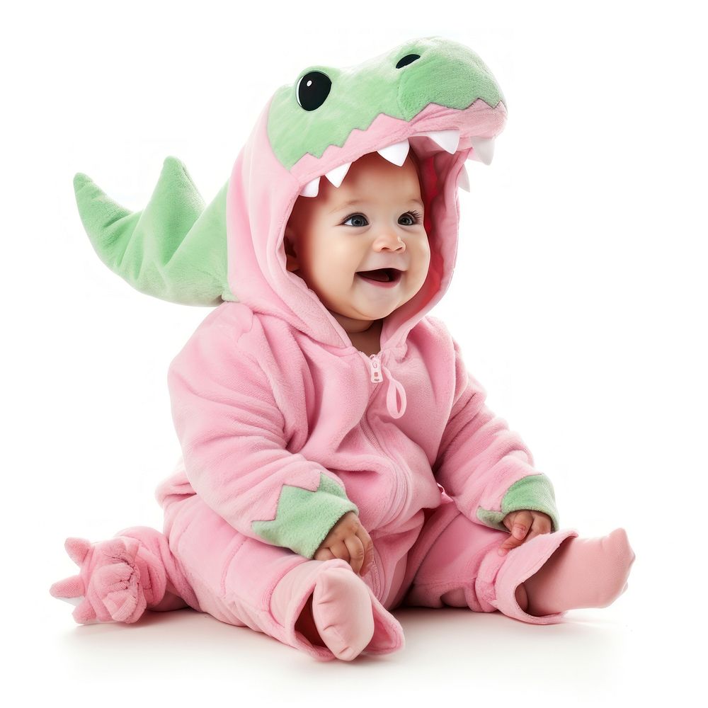 Baby girl portrait dinosaur costume. AI generated Image by rawpixel.