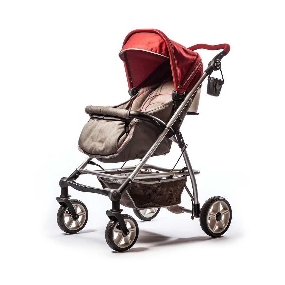 Baby stroller white background outdoors vehicle. AI generated Image by rawpixel.
