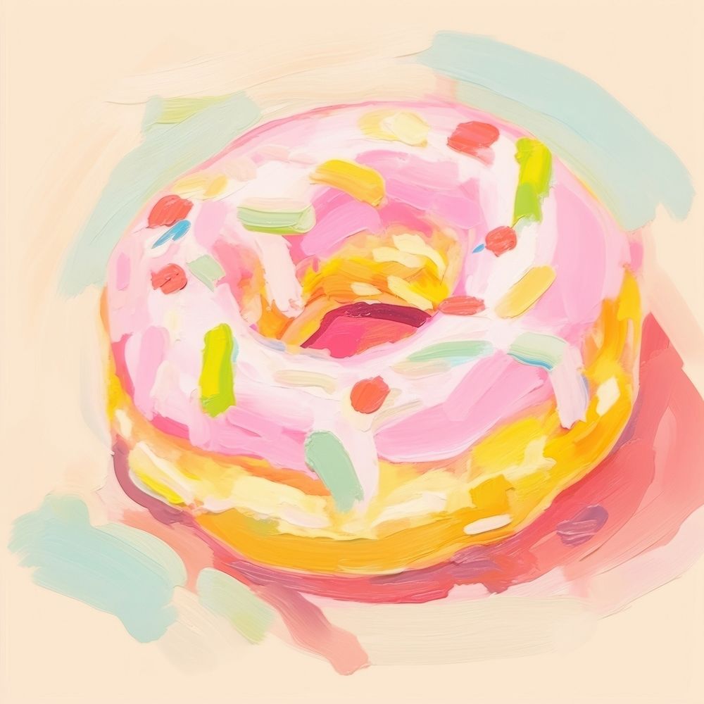 Doughnut painting dessert cartoon. AI generated Image by rawpixel.