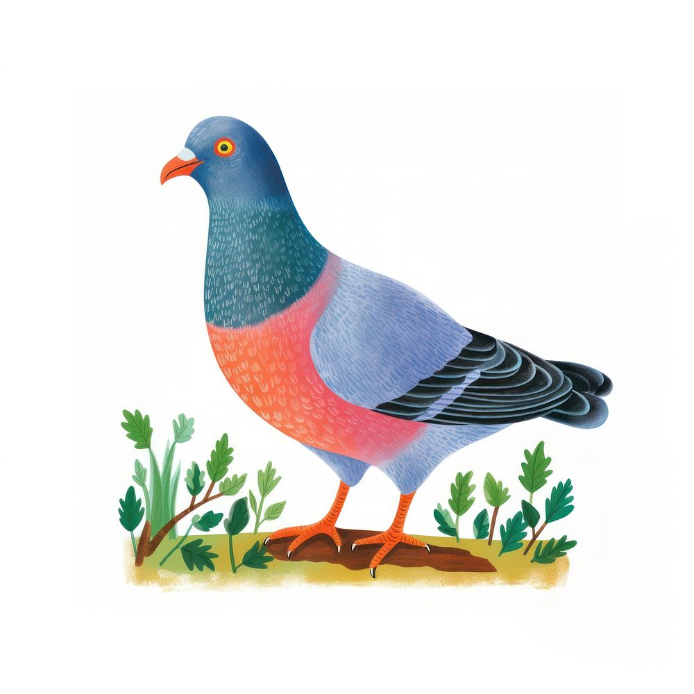 A pigeon animal bird white background. AI generated Image by rawpixel.