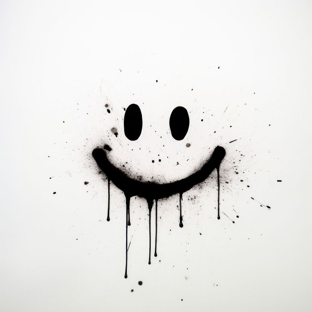 Smile symbol paint black anthropomorphic. AI generated Image by rawpixel.
