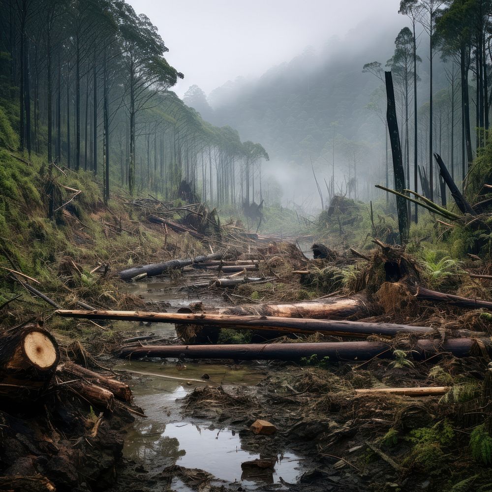 Old Growth Deforestation Tasmania deforestation outdoors woodland. AI generated Image by rawpixel.