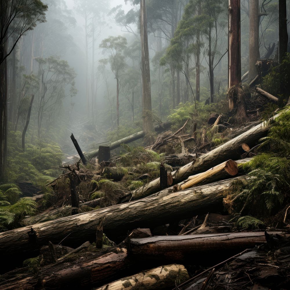 Old Growth Deforestation Tasmania outdoors woodland nature. AI generated Image by rawpixel.