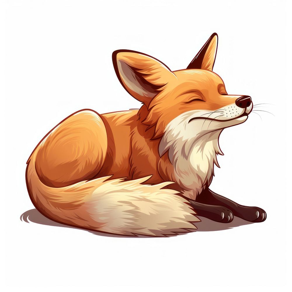 A fox laying down with its mouth closed animal mammal relaxation. AI generated Image by rawpixel.