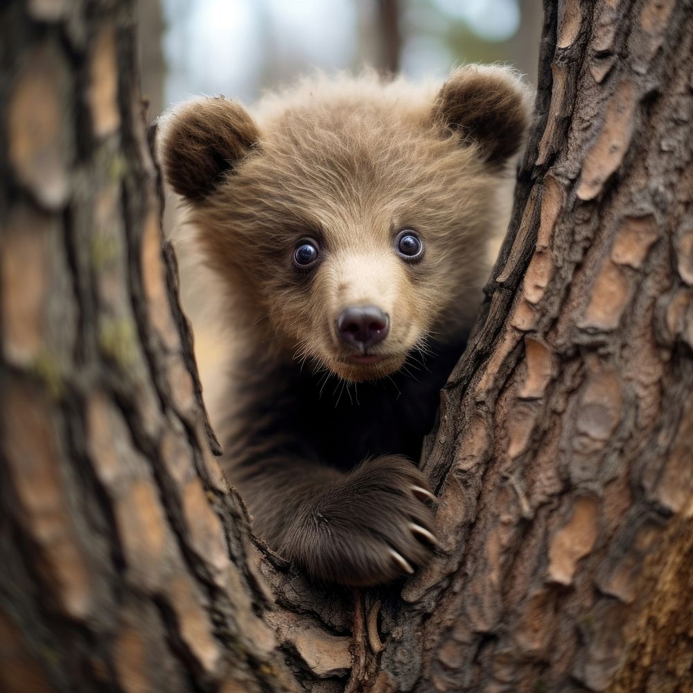 Young bear cub wildlife animal mammal. AI generated Image by rawpixel.