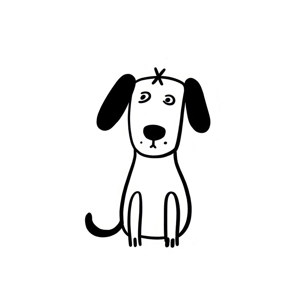 Black and white minimalist Hand Drawn of dog drawing animal mammal. AI generated Image by rawpixel.