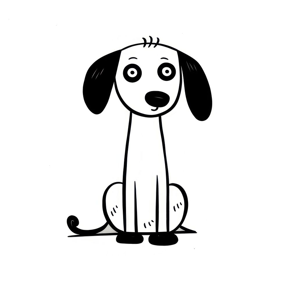 Black and white minimalist Hand Drawn of dog drawing cartoon sketch. AI generated Image by rawpixel.