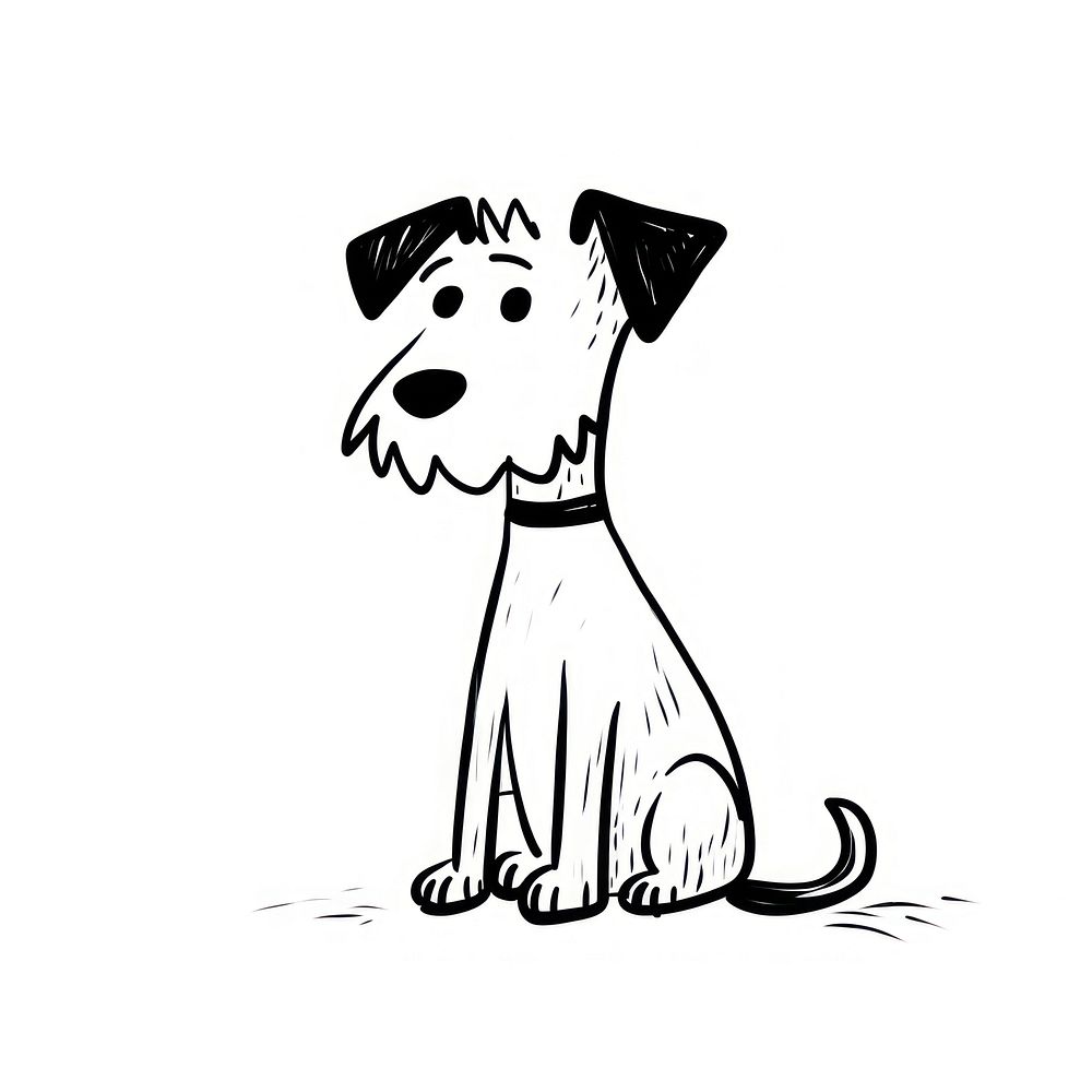 Black and white minimalist Hand Drawn of dog drawing terrier animal. AI generated Image by rawpixel.