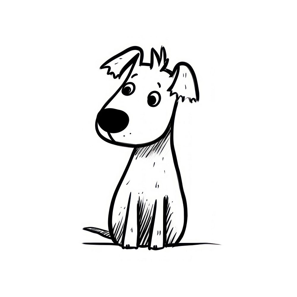 Black and white minimalist Hand Drawn of dog drawing mammal animal. AI generated Image by rawpixel.
