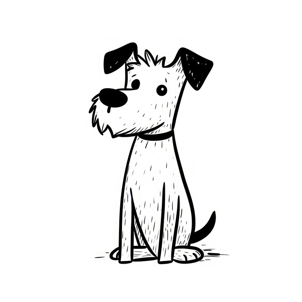 Black and white minimalist Hand Drawn of dog drawing terrier cartoon. AI generated Image by rawpixel.