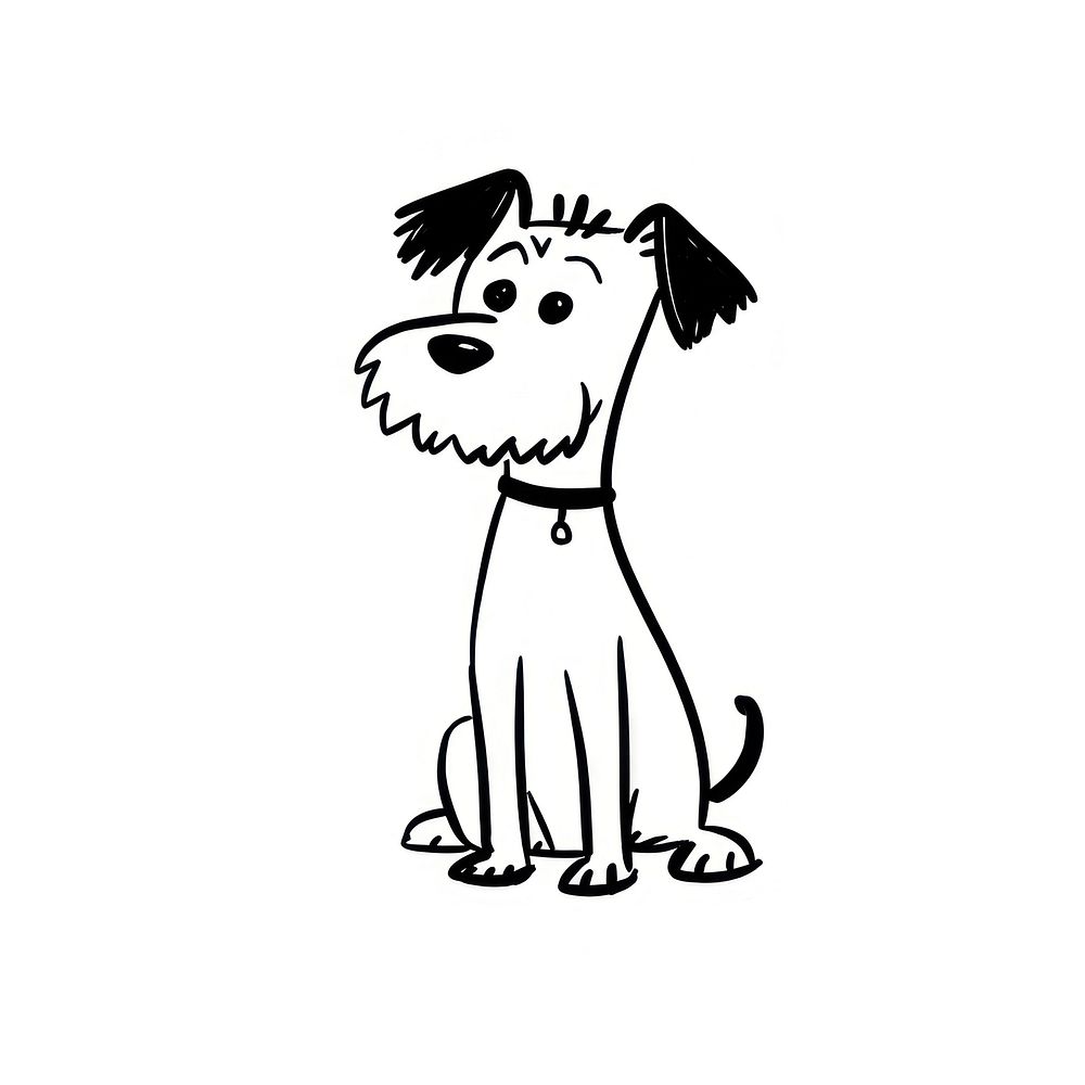 Black and white minimalist Hand Drawn of dog drawing cartoon mammal. AI generated Image by rawpixel.