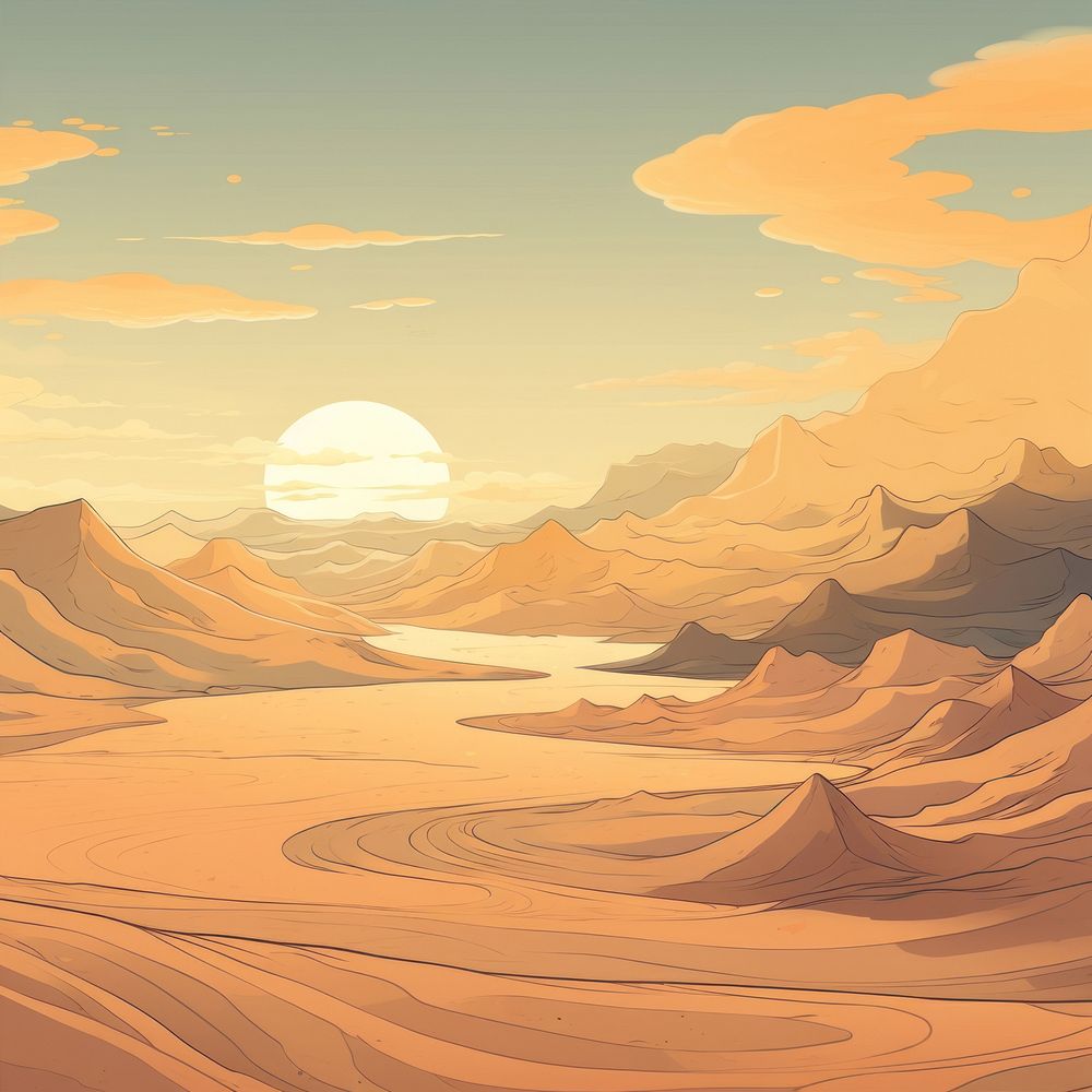Desert landscape sunlight outdoors. AI generated Image by rawpixel.