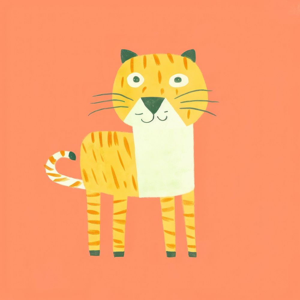 Tiger cartoon drawing animal. AI generated Image by rawpixel.
