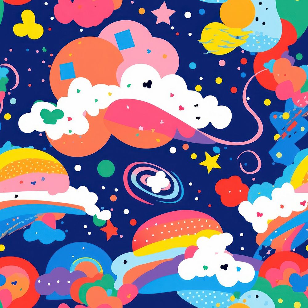 Vibrant cloud and stars pattern graphics backgrounds creativity. AI generated Image by rawpixel.