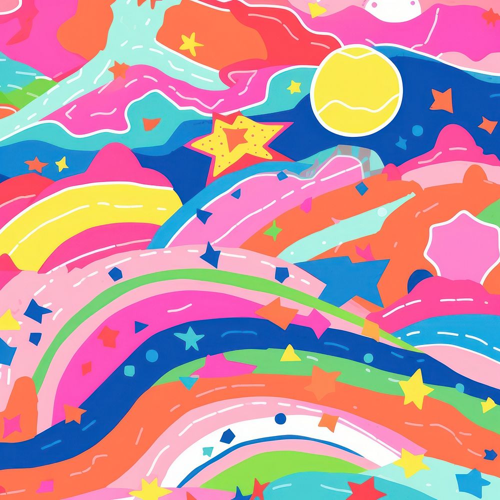 Vibrant star pattern painting graphics backgrounds. AI generated Image by rawpixel.