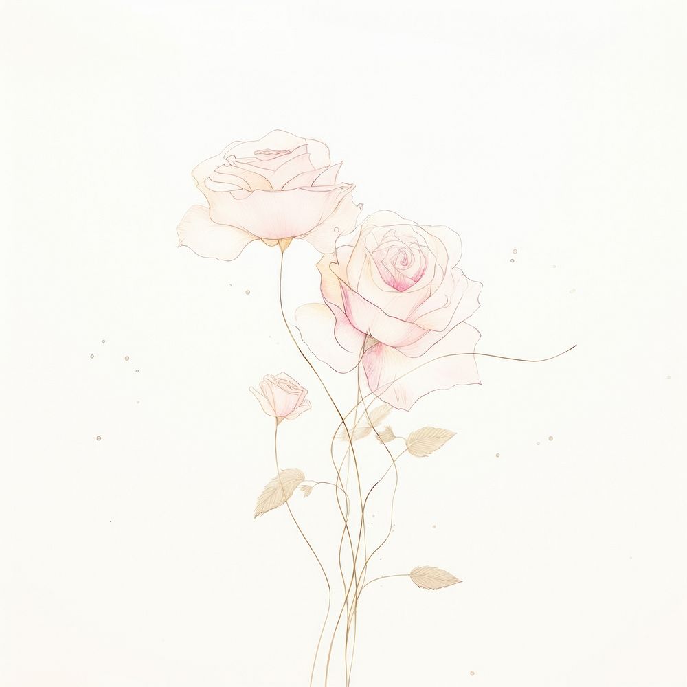 Pink rose bouquet drawing flower sketch. AI generated Image by rawpixel.
