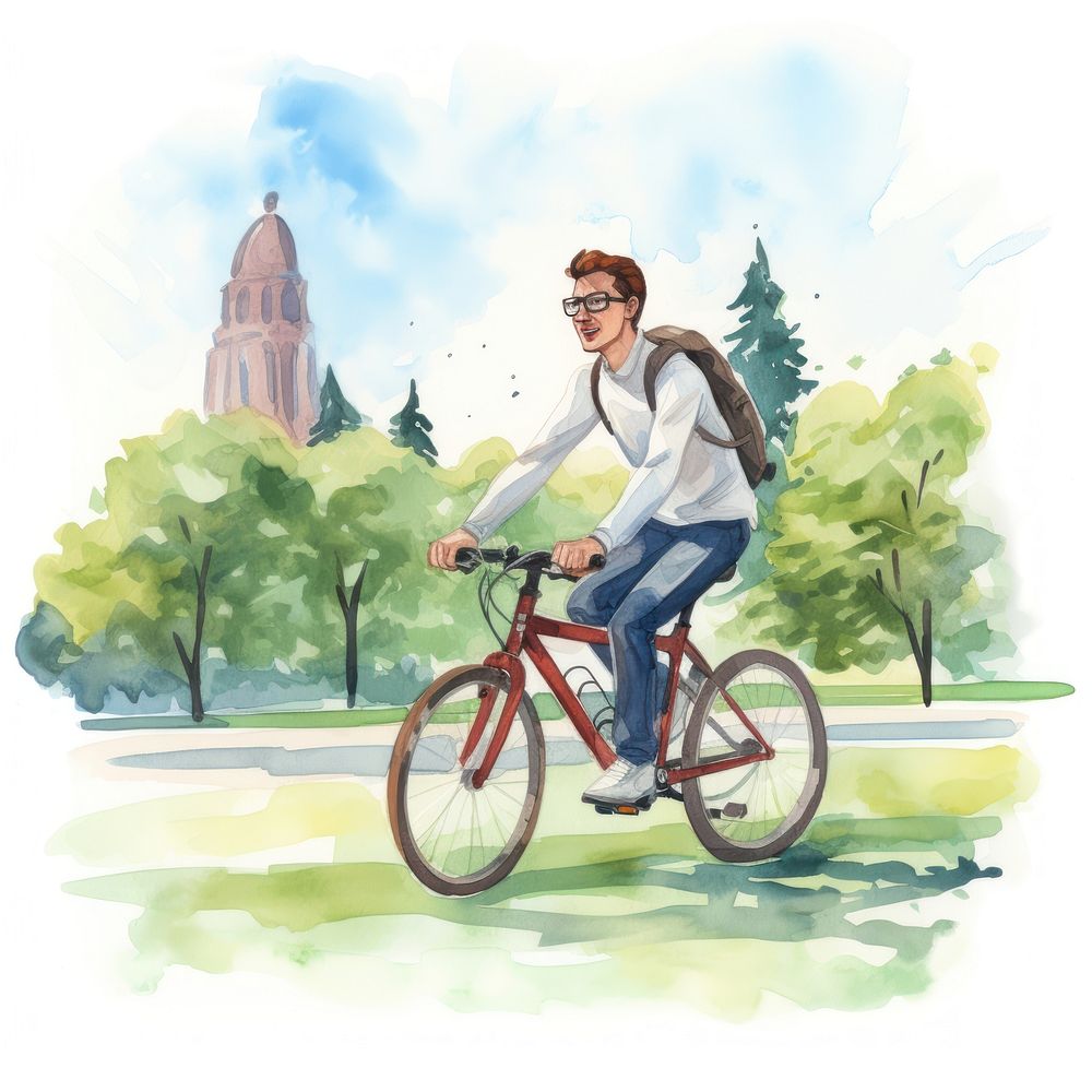 A man riding a bike bicycle vehicle cycling. AI generated Image by rawpixel.
