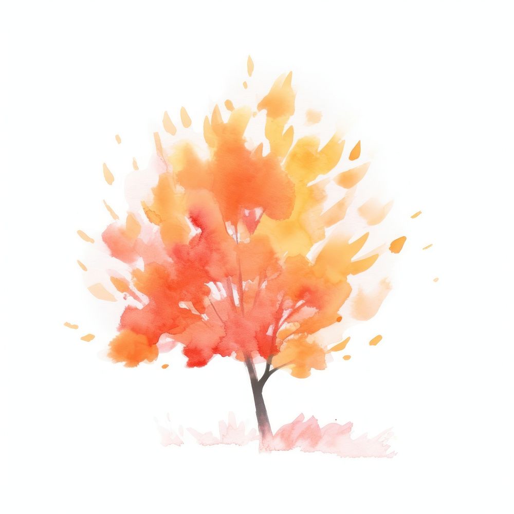Autumn tree painting plant white background. AI generated Image by rawpixel.