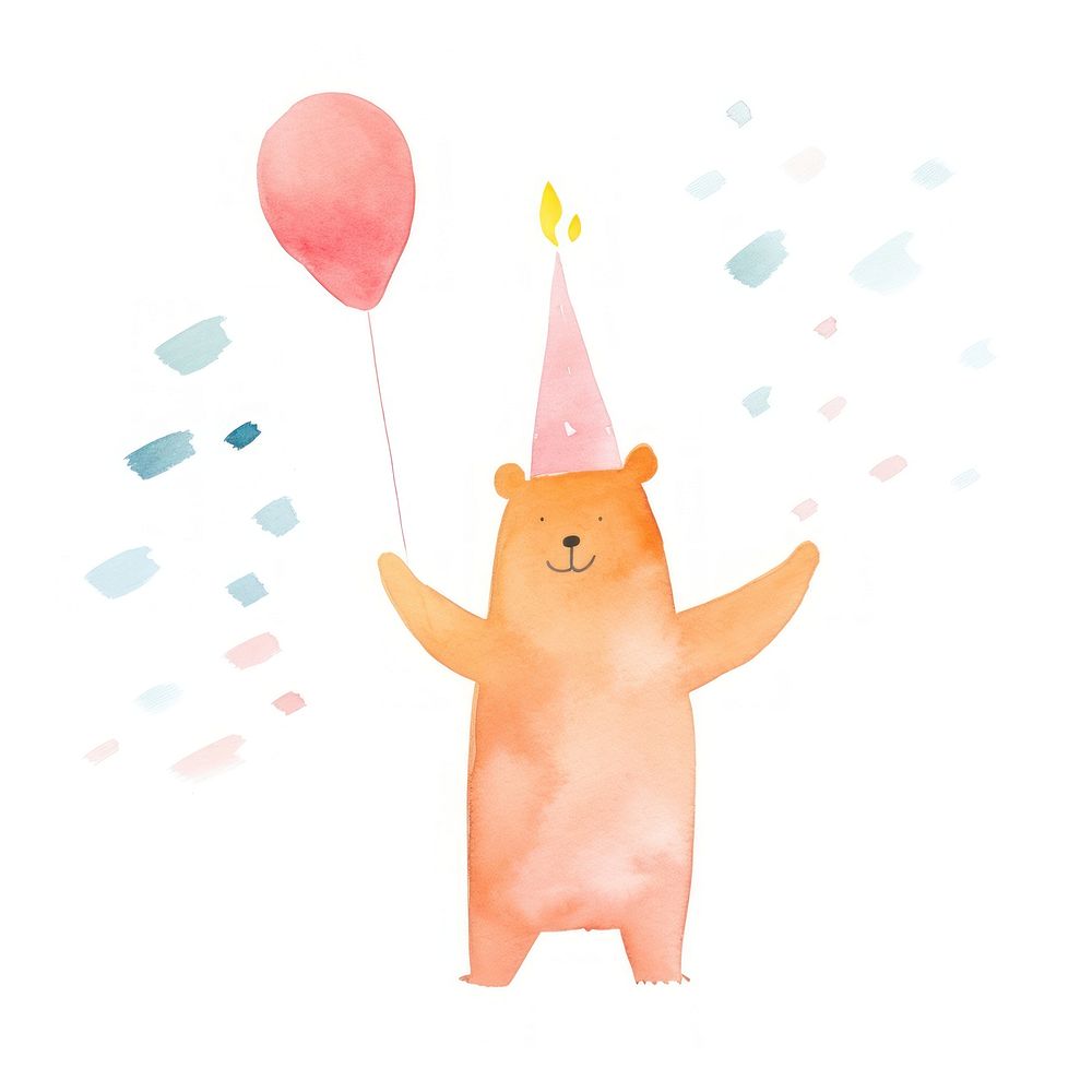 Bear celebrating birthday balloon representation celebration. AI generated Image by rawpixel.