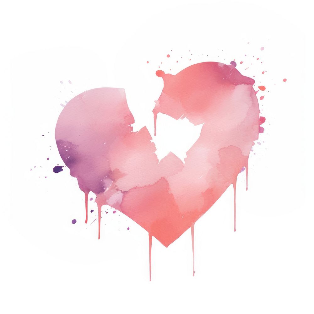 Broken heart white background splattered creativity. AI generated Image by rawpixel.