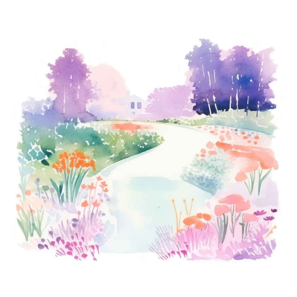 Garden painting outdoors graphics. AI generated Image by rawpixel.