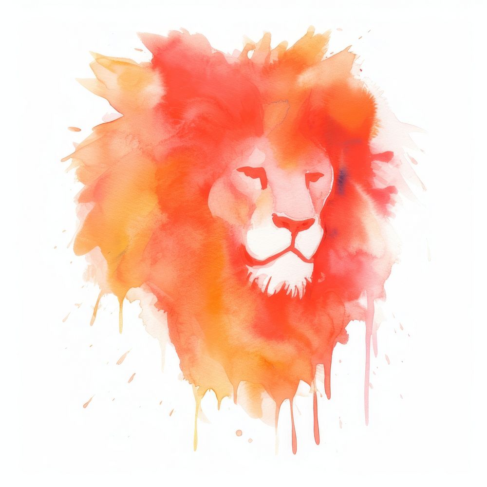 Lion mammal art white background. AI generated Image by rawpixel.