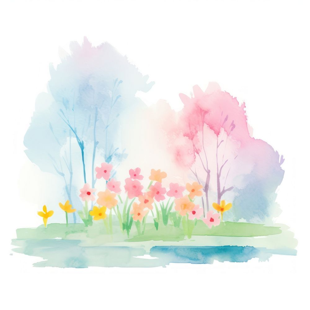 Spring painting outdoors flower. AI generated Image by rawpixel.