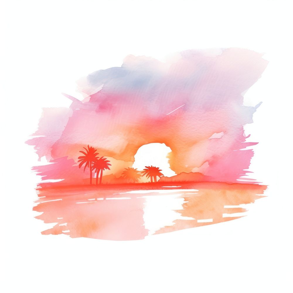 Sunset painting outdoors nature. AI generated Image by rawpixel.