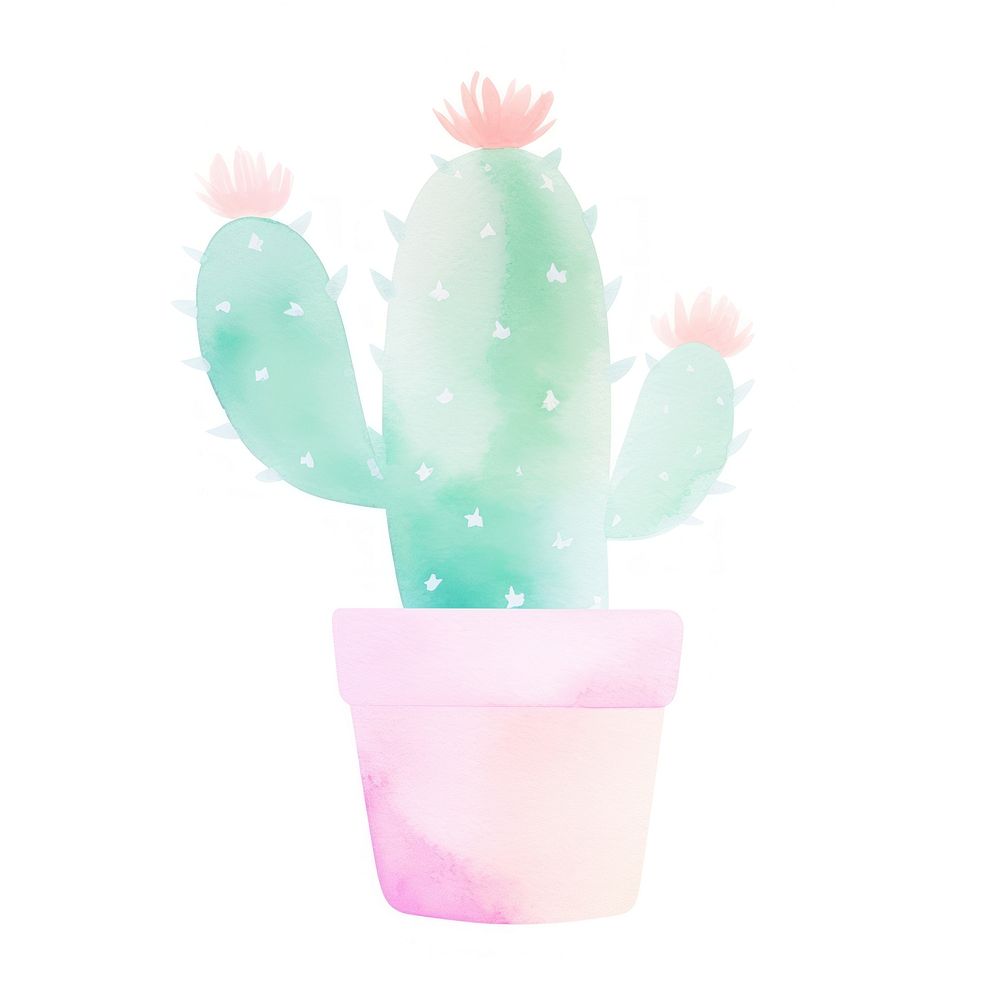 Pastel cactus plant white background creativity. AI generated Image by rawpixel.