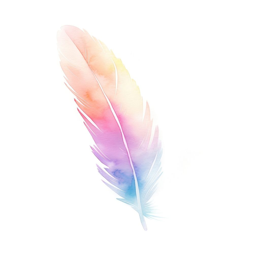 Rainbow feather white background lightweight creativity. AI generated Image by rawpixel.