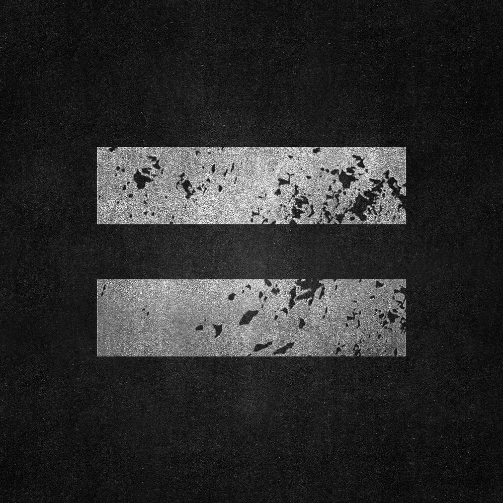 Equal to sign, grunge gray symbol illustration