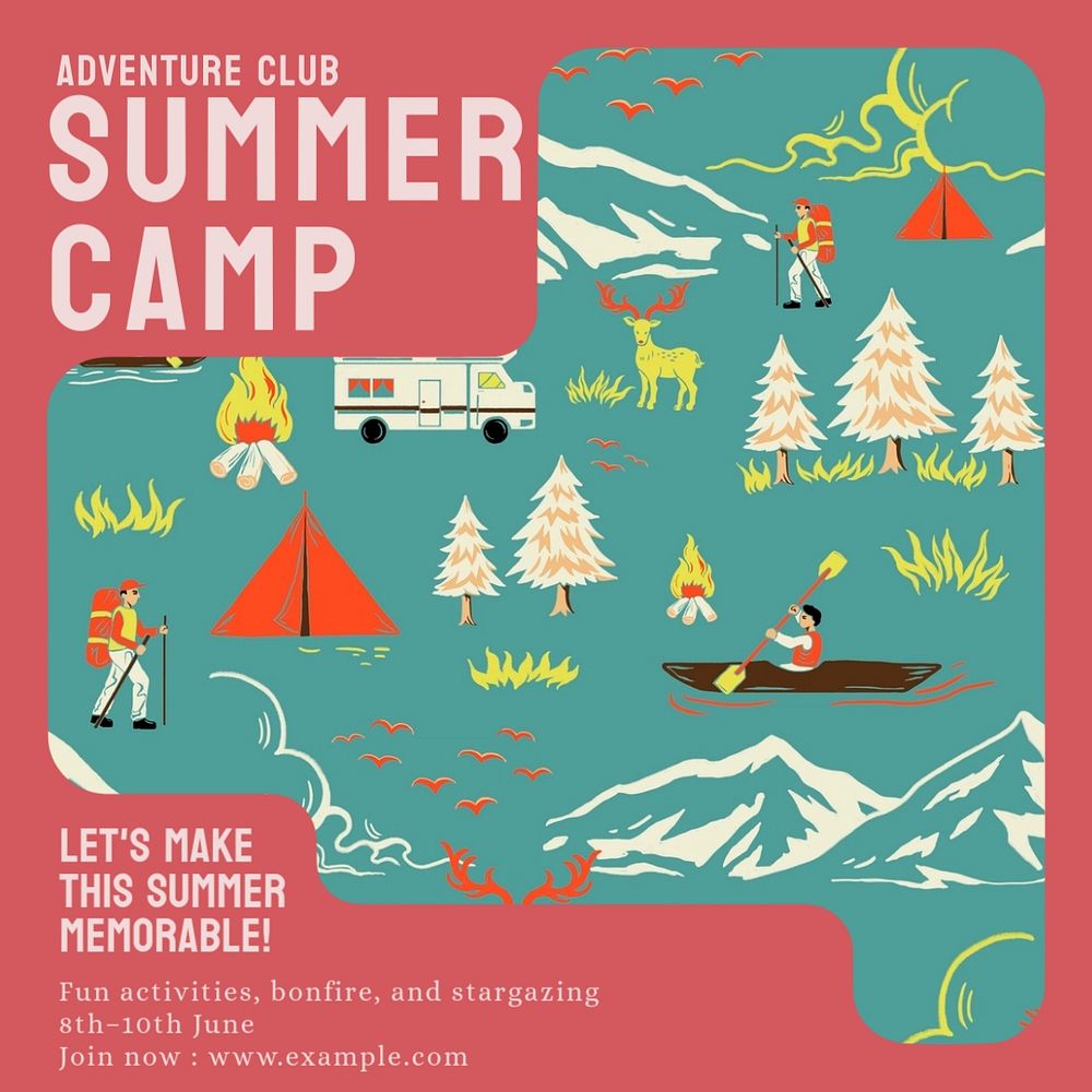 Summer camp Instagram post template | Free Photo - rawpixel