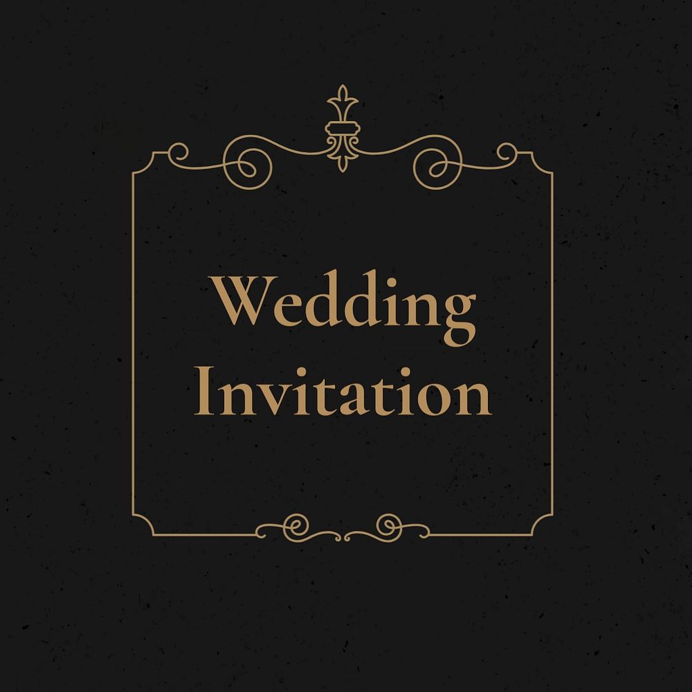 Wedding invite template in black and gold