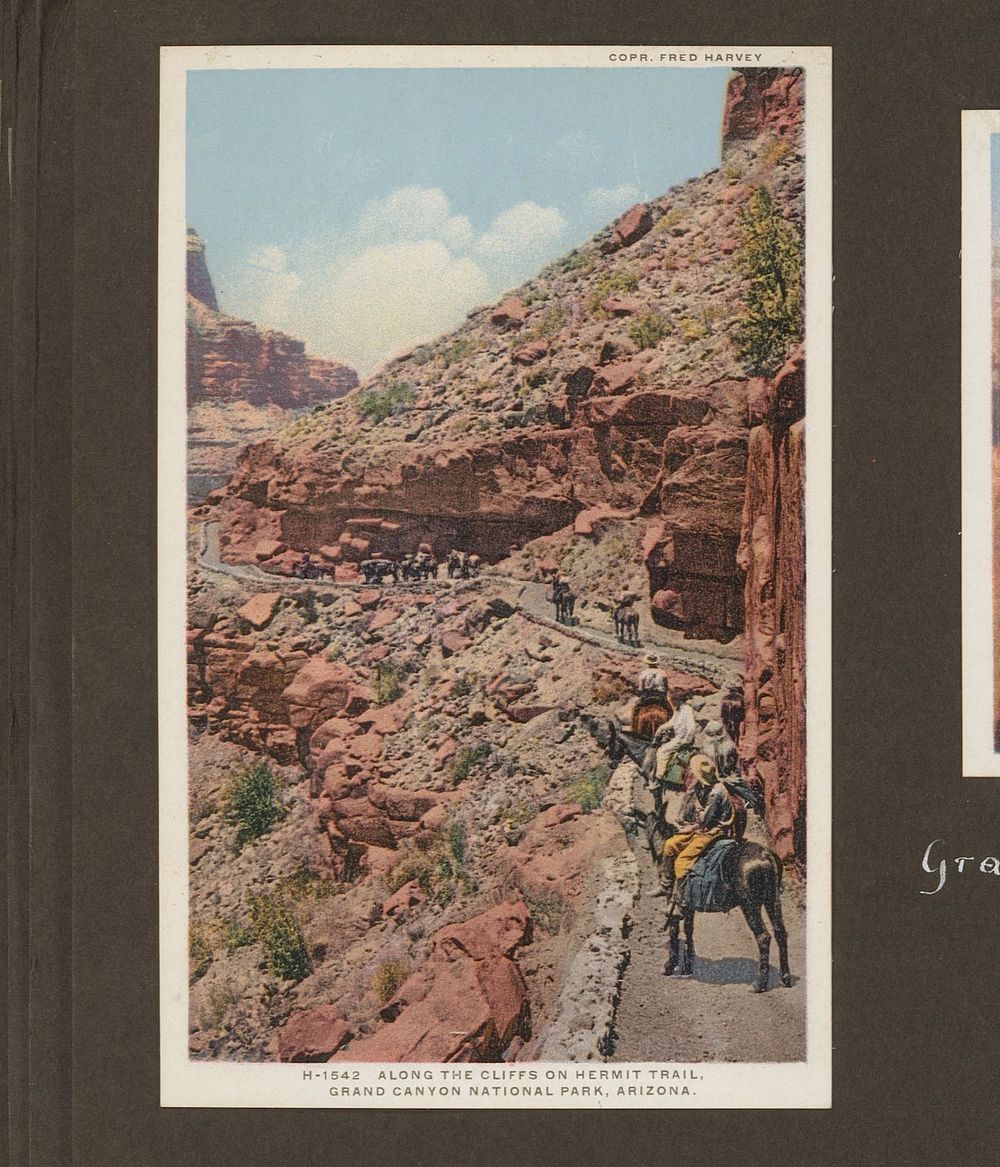 Along the cliffs on Hermit Trail, Grand Canyon National Park, Arizona (c. 1928) by anonymous