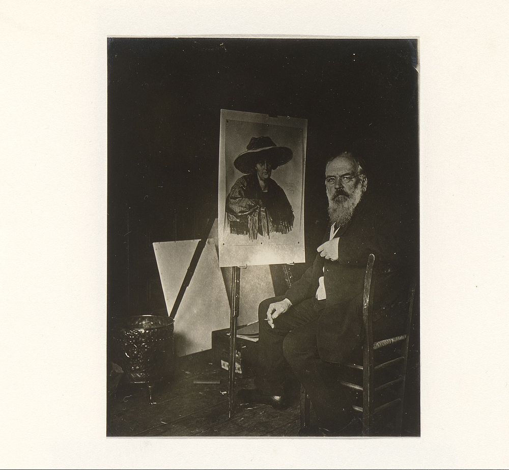 Man in een schildersatelier (c. 1900 - c. 1910) by G Hidderley