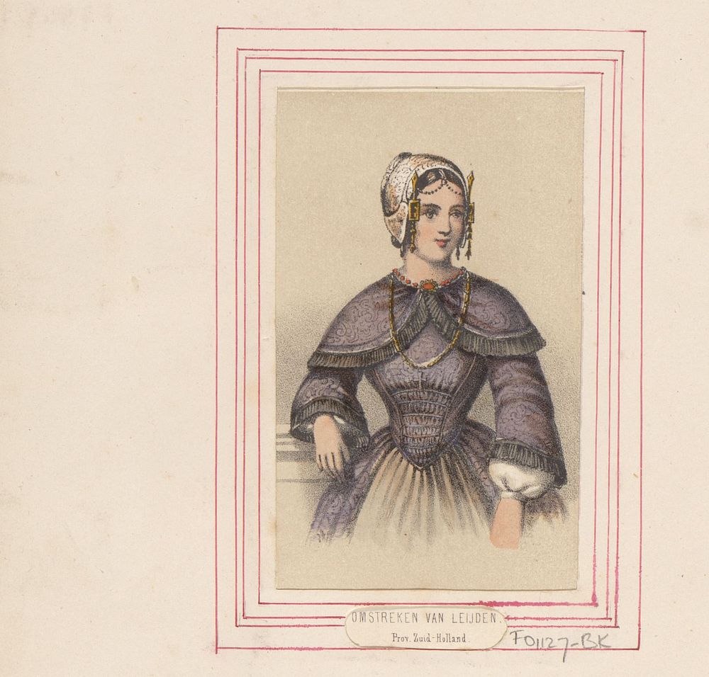 Vrouw in de klederdracht van de omstreken van Leiden (c. 1865 - c. 1875) by anonymous